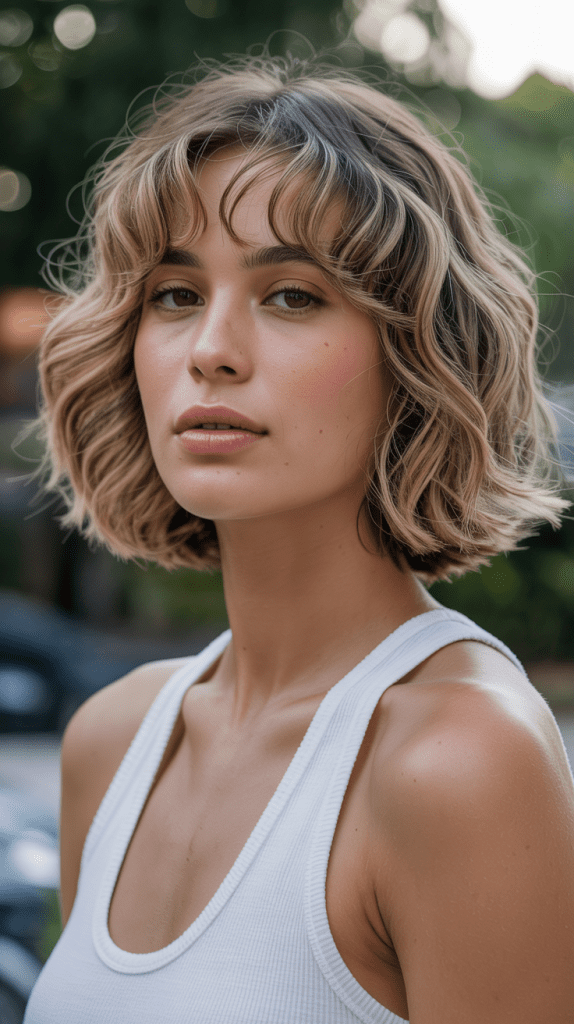 Wavy Bob with Wispy Fringe