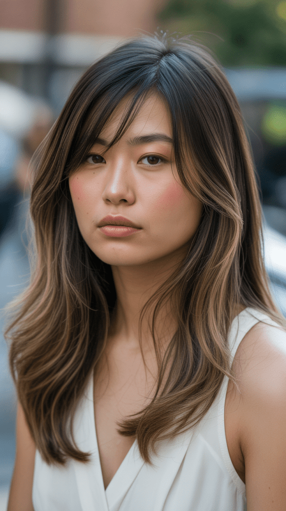 Layered Hair with Side Bangs