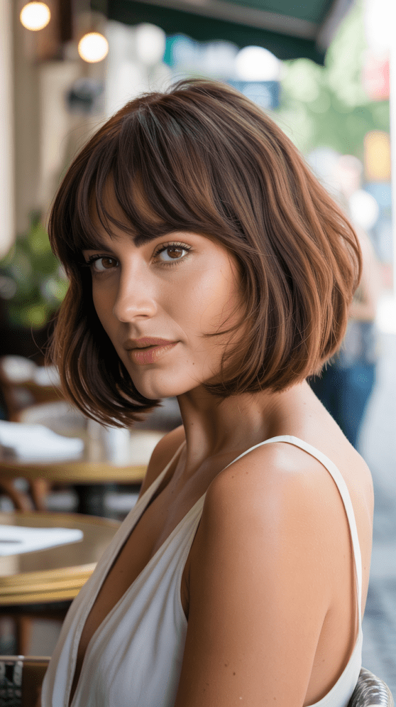 Bob with Deep Side Part and Curtain Bangs