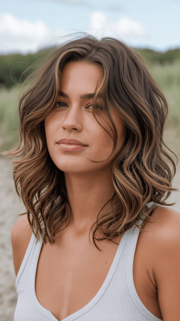 Layered Cut with Beach Waves