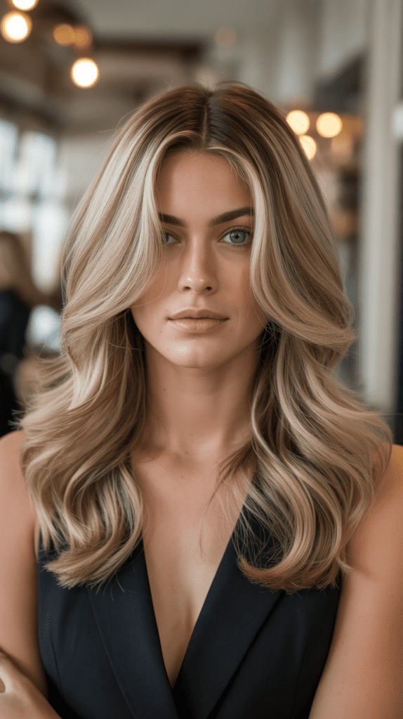 Champagne Blonde with Cappuccino Lowlights