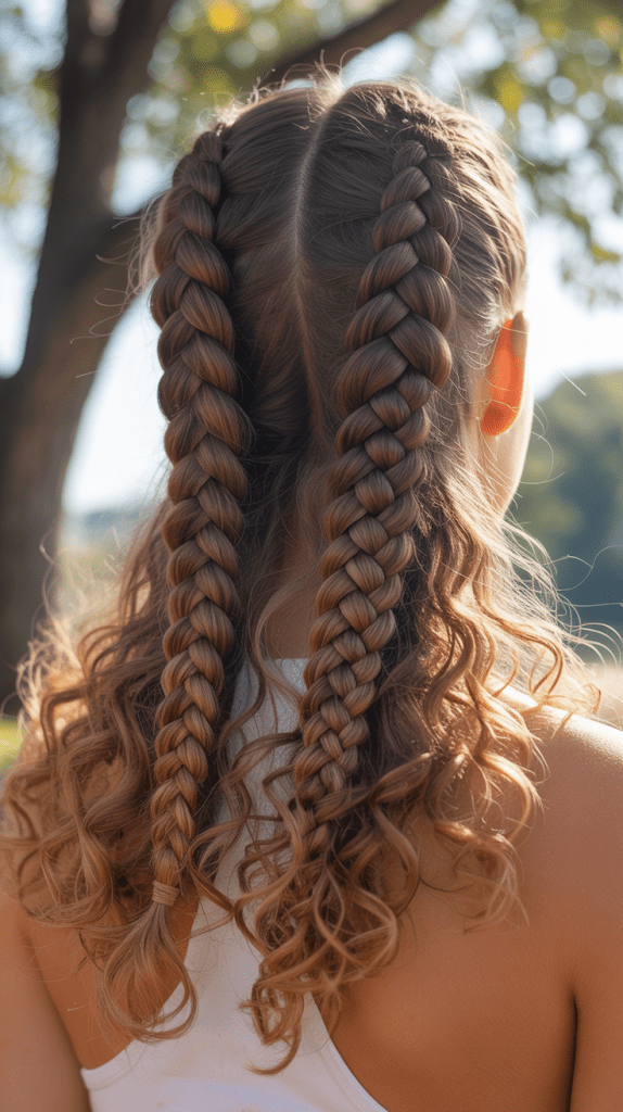 Double Dutch Braids with Curly Ends