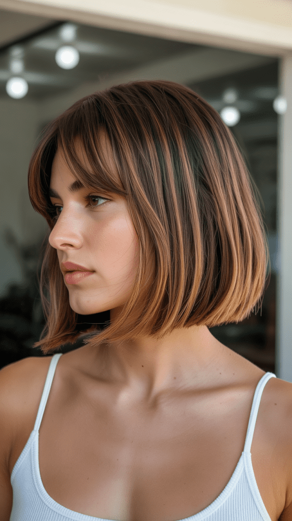 A-Line Bob with Curtain Bangs
