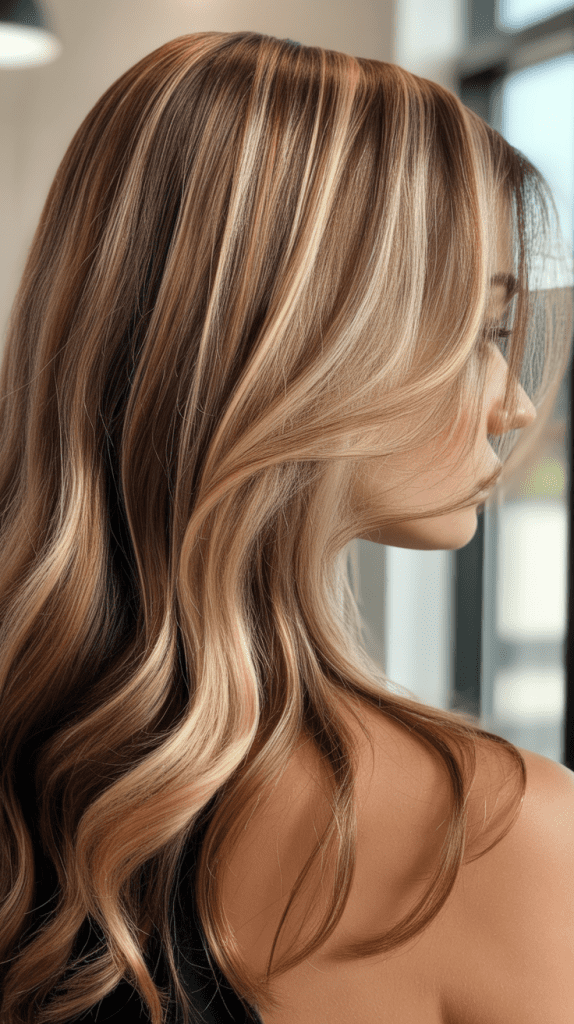 Blonde Highlights with Brown Base and Lowlights