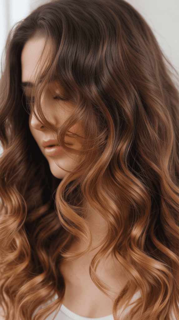 Natural Caramel Gradient for Wavy Hair