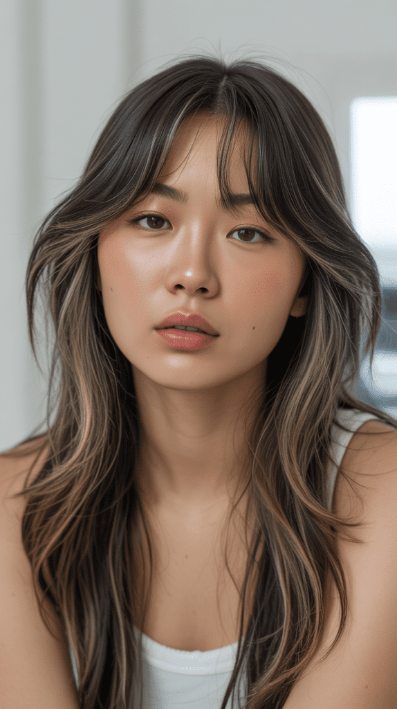 Curtain Bangs with Long Layers