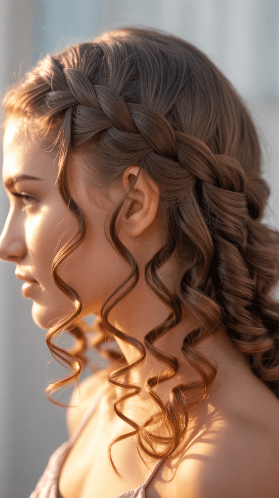Waterfall Braid with Natural Curls