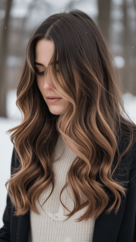 Caramel Balayage on Brunette Base
