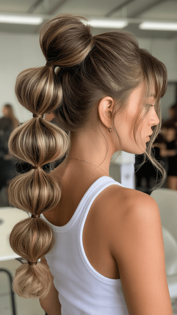 Half Up with Bubble Ponytail
