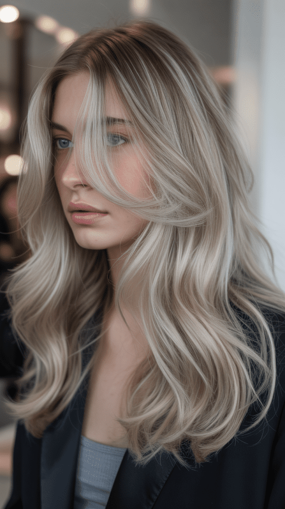 Ash Blonde with Cool Brown Lowlights