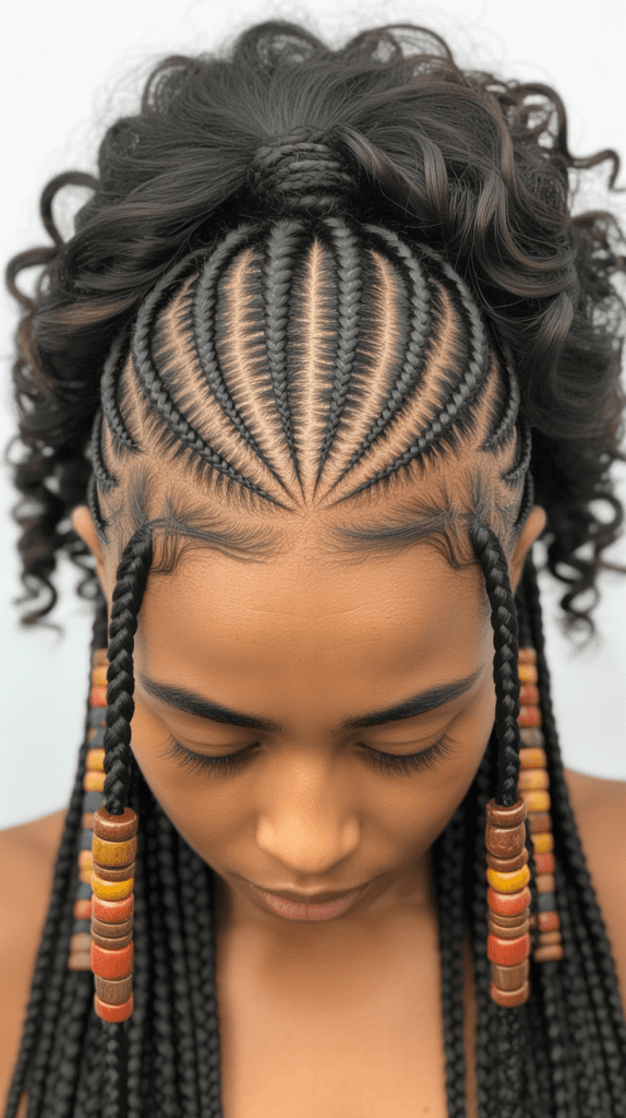 Fulani Braids with Curly Ponytail
