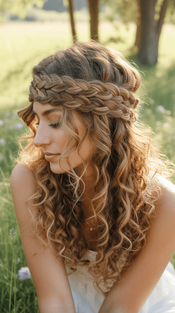 Braided Crown with Curls