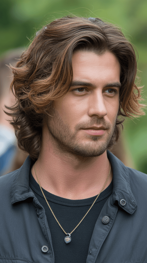 Caramel Highlights on Medium-Length Brown Hair