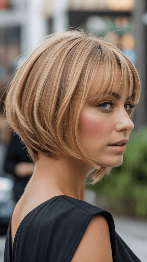 Stacked Bob with Feathered Bangs