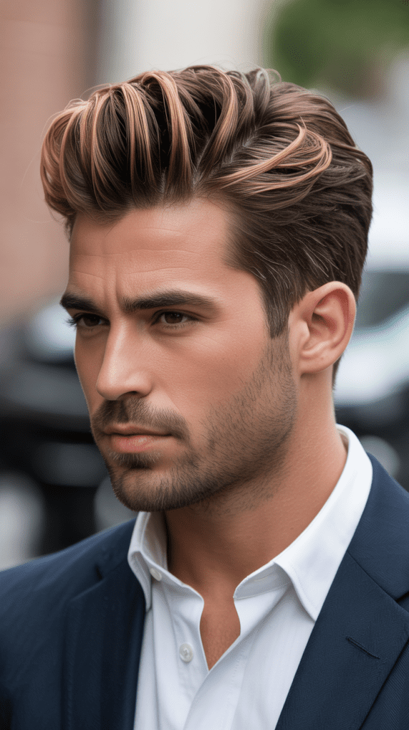 Caramel Highlights with Pompadour Style