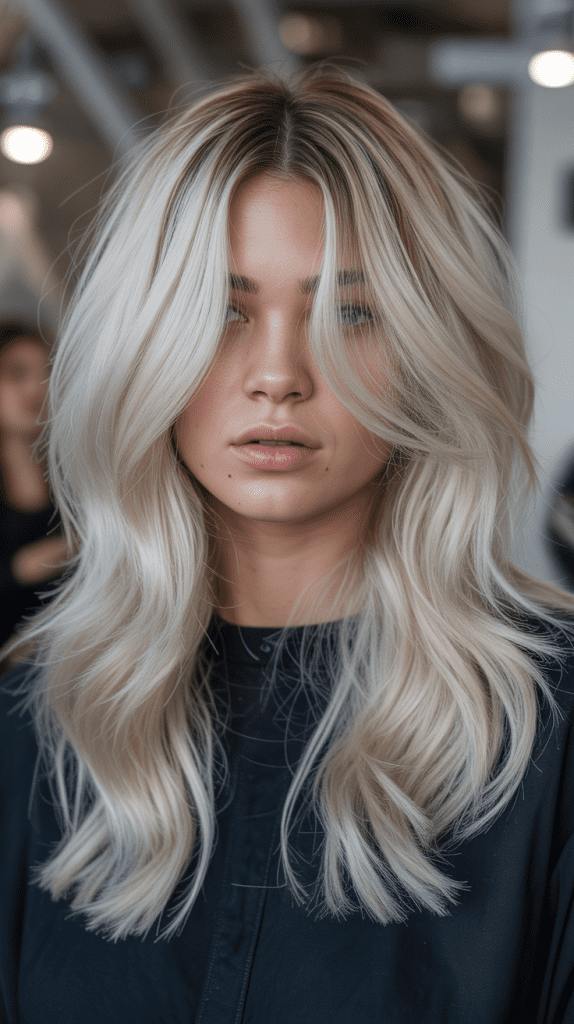 Icy Blonde with Ash Brown Lowlights