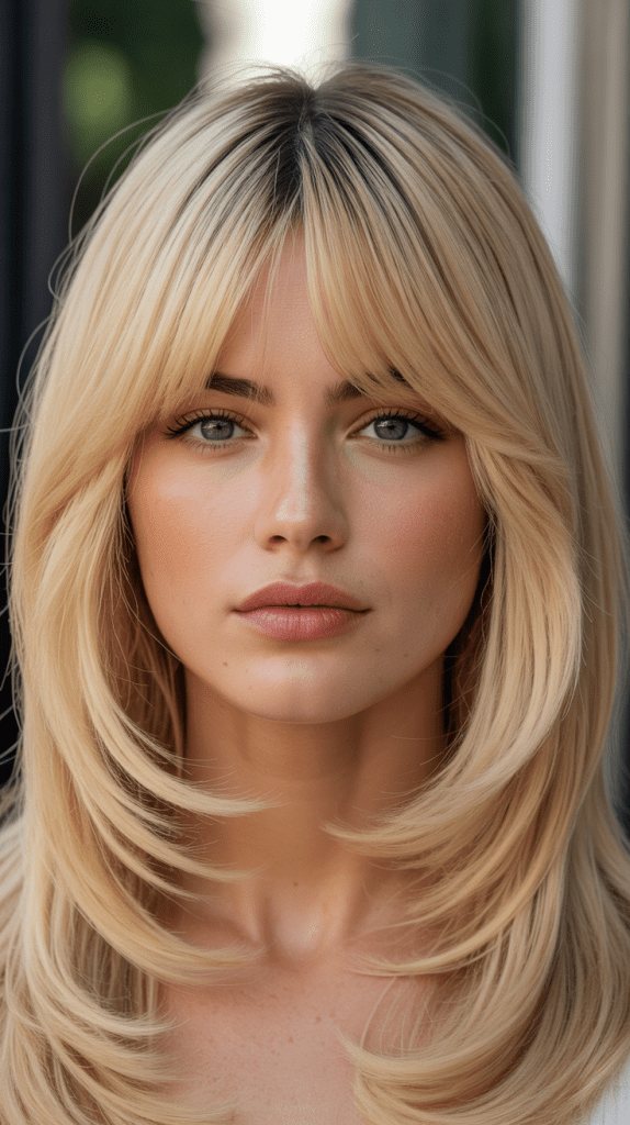 Long Layers with Curtain Bangs