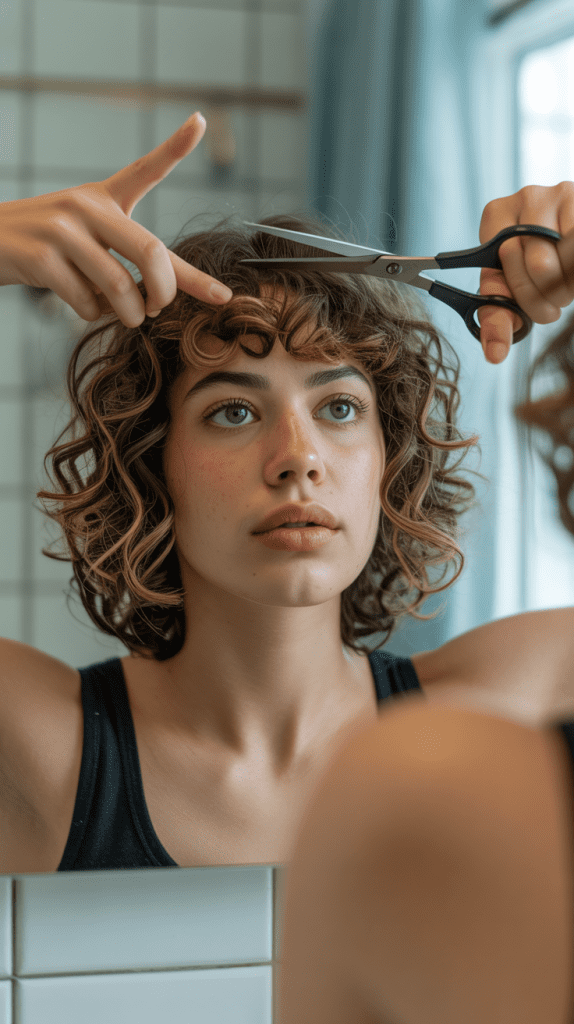 Trimming Curly Bangs and Face-Framing Pieces Without Layers