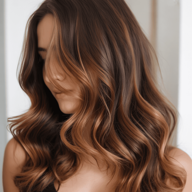 Stunning Brown Hair with Caramel Highlights for Wavy Hair