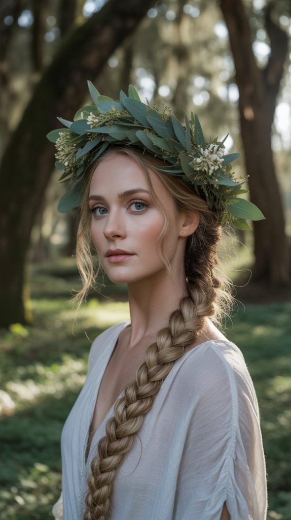 Center Part with Double Flower Crowns