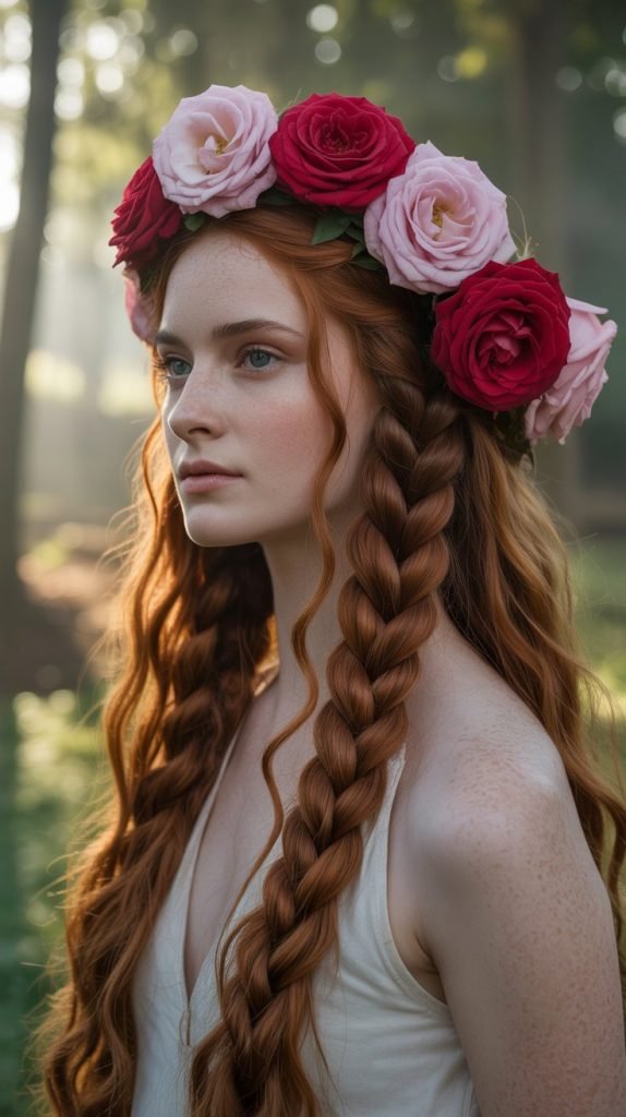  Intricate Celtic Knot Braid with Rose Crown