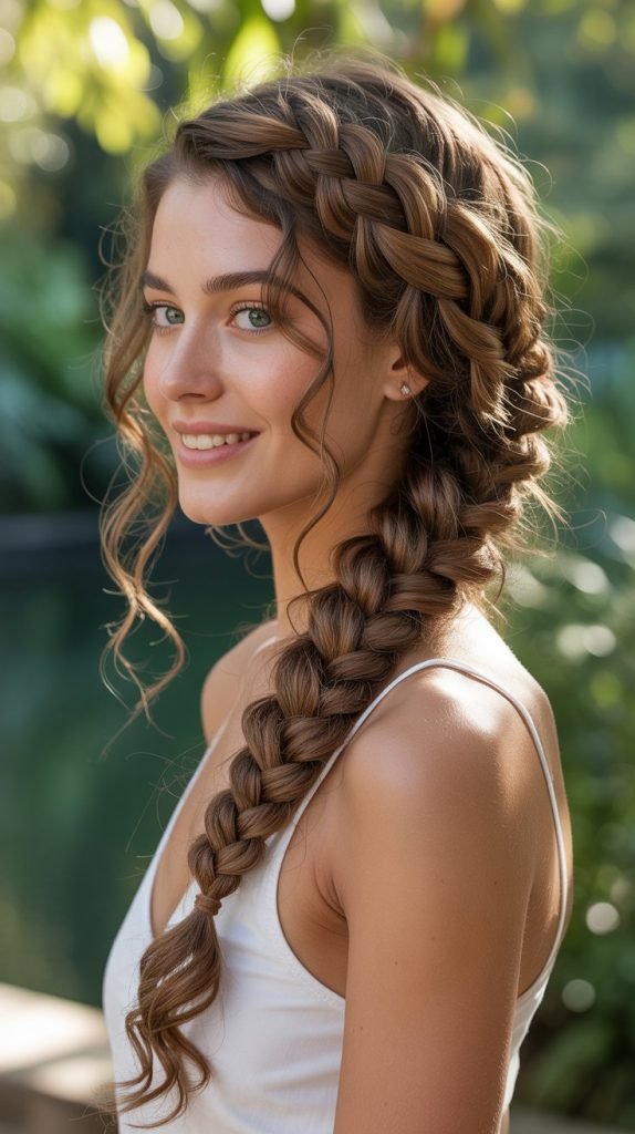 The Waterfall Braid with Loose Curls