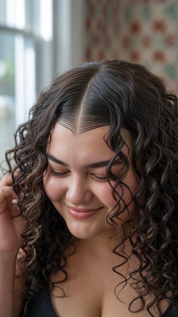 Curly Hair with Zigzag Part