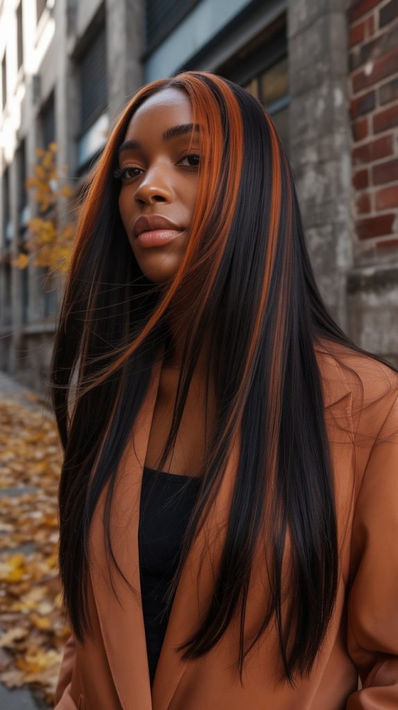 Ebony with Burnt Orange Highlights