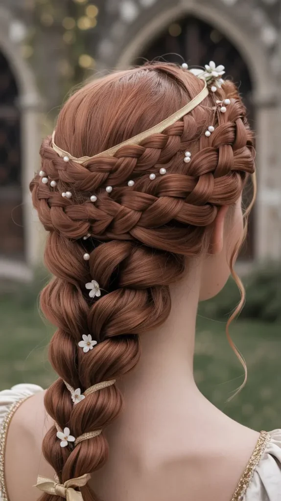  Medieval Asymmetrical Braided Updo