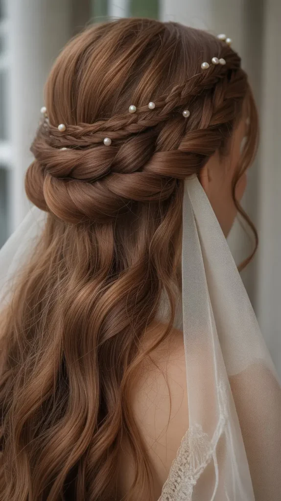 The Veiled Half-Updo with Braided Details