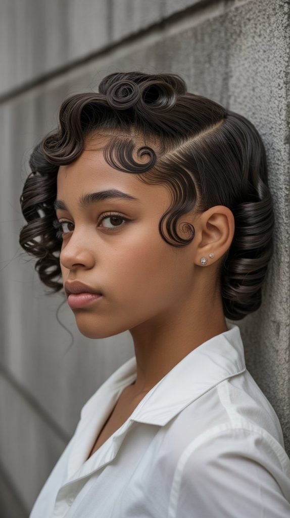 Textured Slickback with Finger Waves
