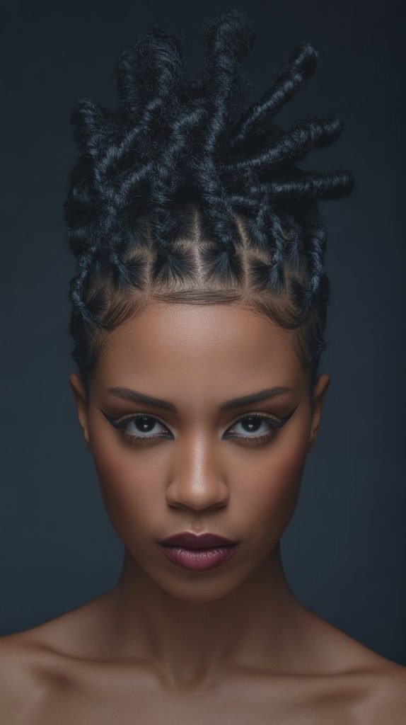 6. Faux Hawk Loc Updo