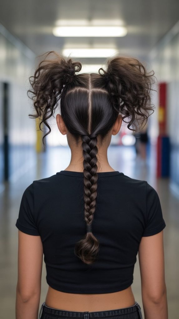 Mohawk Braid with Curly Sides