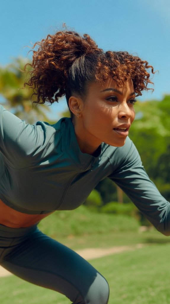 Curly Ponytail with Bangs