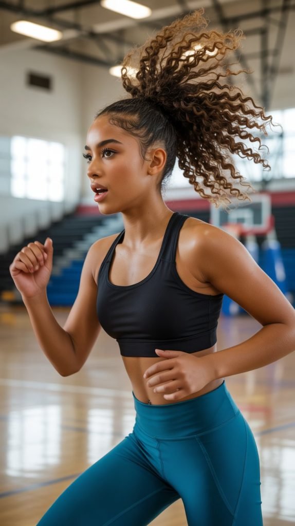 10. High Ponytail with Defined Curls