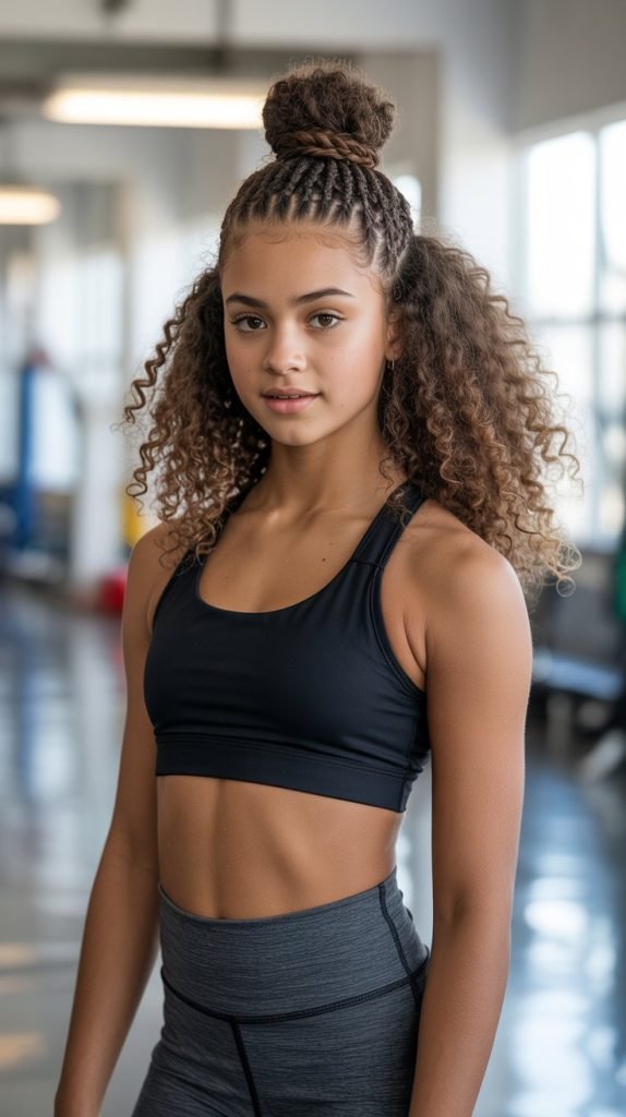 Braided Top Knot with Loose Curls