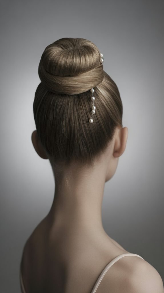 Straight Hair Ballerina Bun with Sleek Wrap