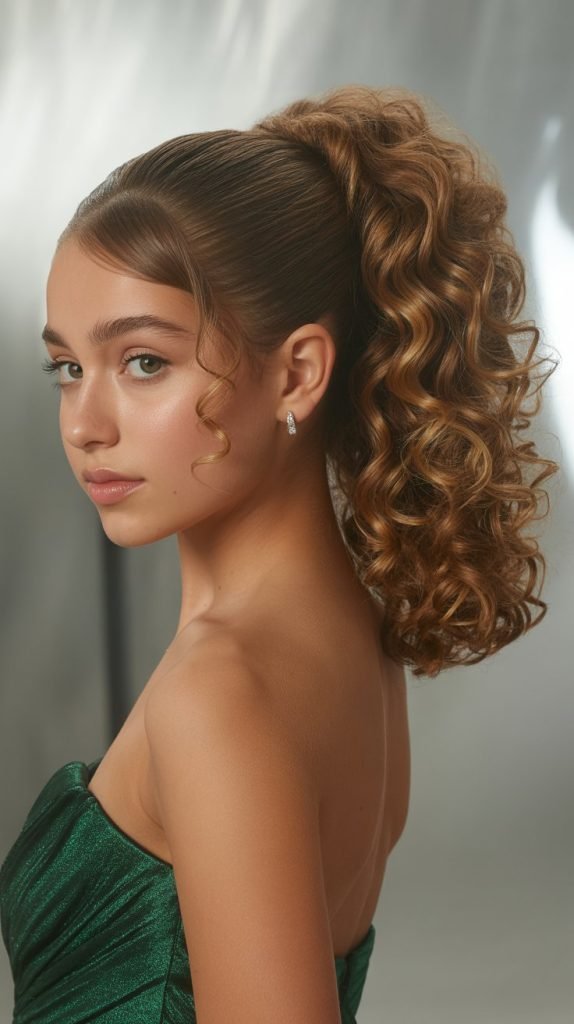 19. Glamorous Curly Ponytail with Wrap