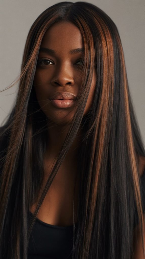 Jet Black with Cinnamon Highlights