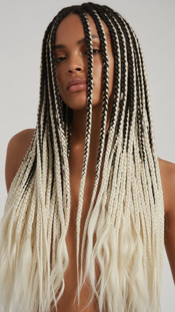 Platinum Blonde and Black Ombre Box Braids