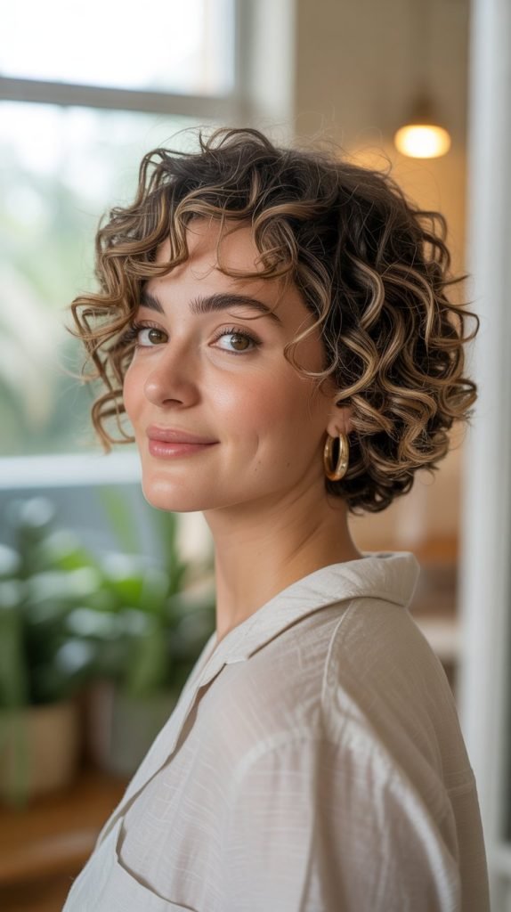 Curly Angled Bob
