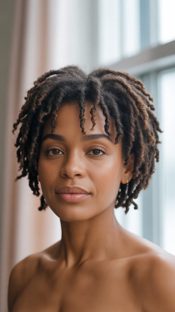 30. Natural Short Locs Wash and Go
