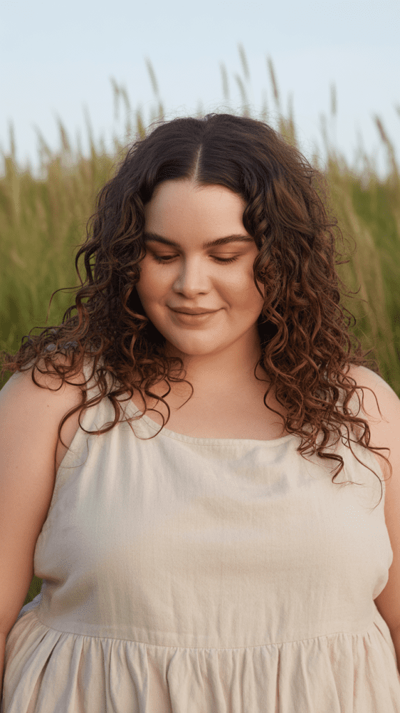 Loose Curly Waves with Middle Part