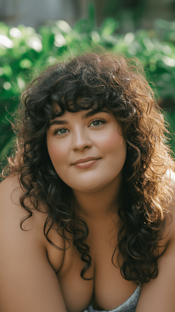 Curly Bangs with Long Layers