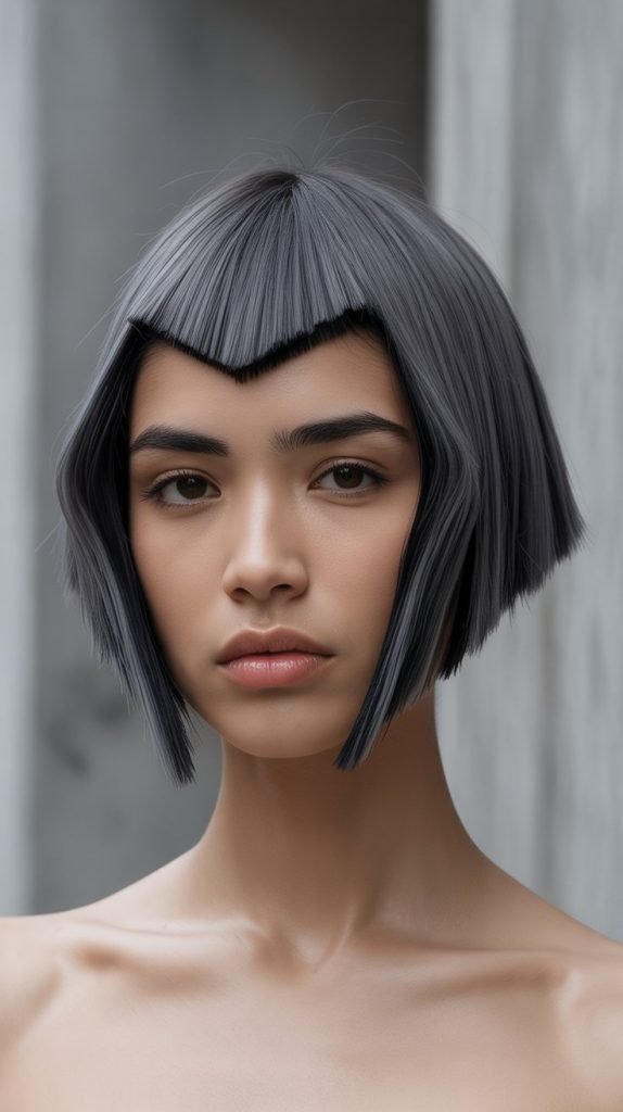 Bold Angled Bob with Geometric Lines