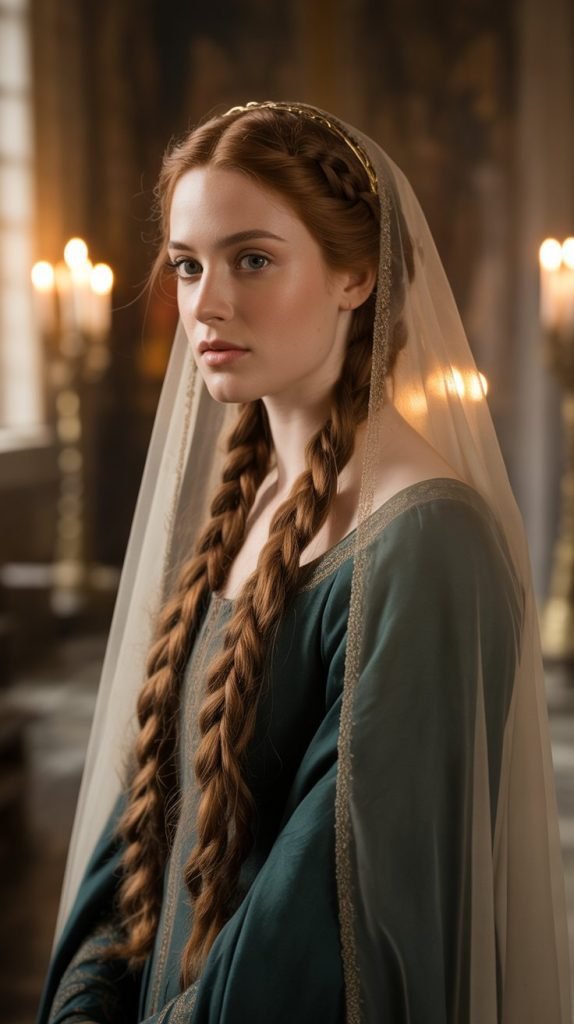 2. Braided Bun with Veil