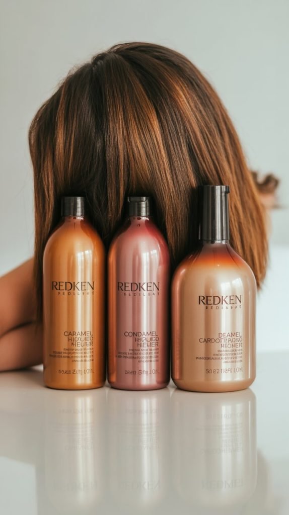 Caramel Highlights Maintenance with Redken Products