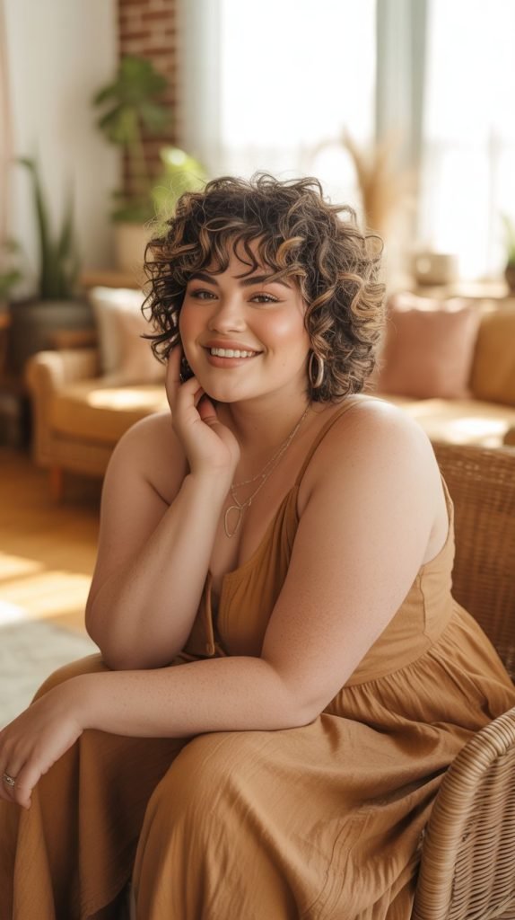 Curly Shag with Bangs