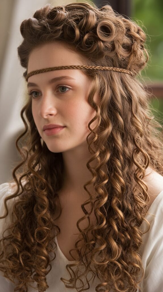 Half-Up Medieval Twist with Ringlets