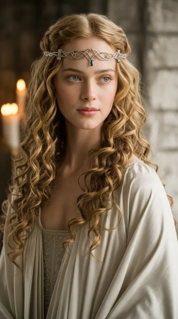 Cascading Medieval Curls with Circlet